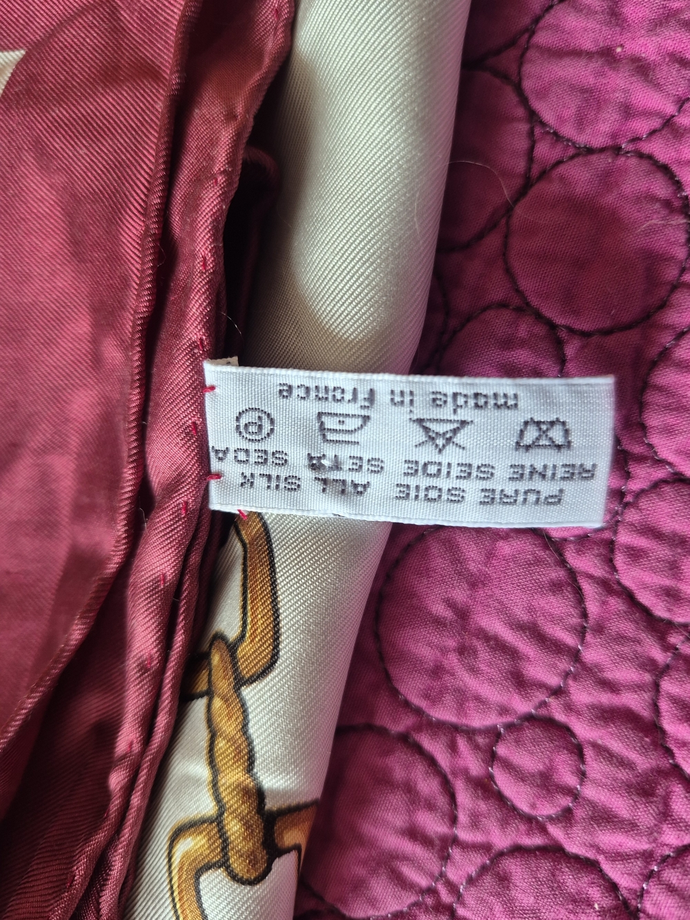 Pierre Baccara White & Burgundy Gold Horse Pattern 100$Silk Scarf Lyon Paris - Picture 13 of 13